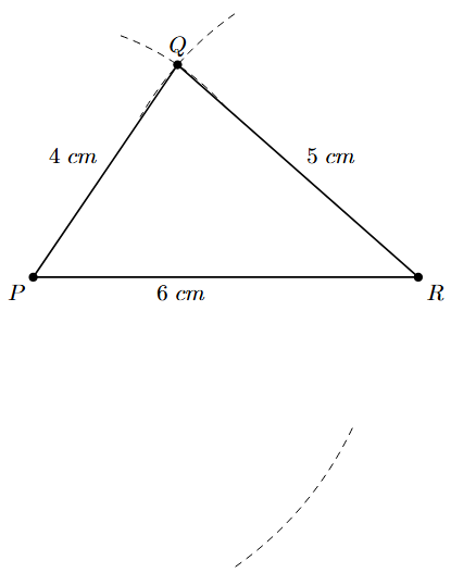 Draw arc from P for PS